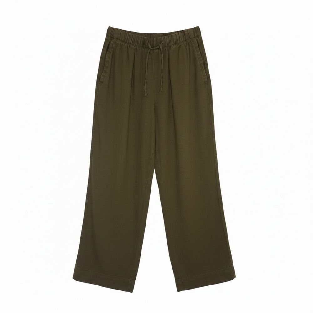 Old Navy High Rise Straight Linen Blend Pants Draw String Casual Drab Green S